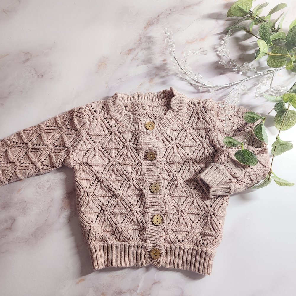 Kids Knitted Cardigan - Pink